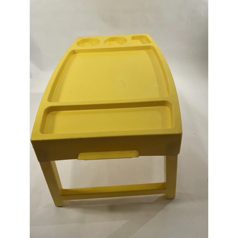 1970s Frem Corp USA Yellow Sectioned Plastic Folding Breakfast in Bed Tray MCM